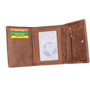 Gents RFID Distressed Hunter Leather Trifold Passcase Wallet Purse Brown