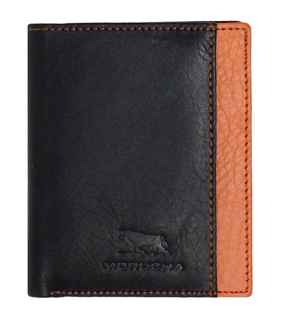 Slim Tap and Go Leather Wallet Black Orange -  - morucha